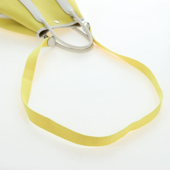 HERMES Garden File 28 Hand Bag Canvas 2way Yellow Silver Auth 203841SAV