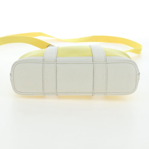 HERMES Garden File 28 Hand Bag Canvas 2way Yellow Silver Auth 203841SAV