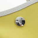 HERMES Garden File 28 Hand Bag Canvas 2way Yellow Silver Auth 203841SAV-18