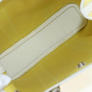 HERMES Garden File 28 Hand Bag Canvas 2way Yellow Silver Auth 203841SAV-21