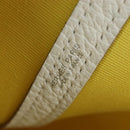 HERMES Garden File 28 Hand Bag Canvas 2way Yellow Silver Auth 203841SAV-24