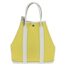 HERMES Garden File 28 Hand Bag Canvas 2way Yellow Silver Auth 203841SAV-3