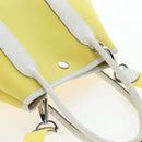 HERMES Garden File 28 Hand Bag Canvas 2way Yellow Silver Auth 203841SAV-7