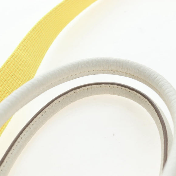 HERMES Garden File 28 Hand Bag Canvas 2way Yellow Silver Auth 203841SAV
