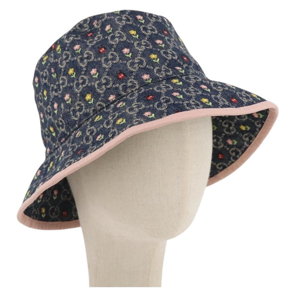 GUCCI GG Canvas Bucket Hat Denim M Blue Auth 203845M