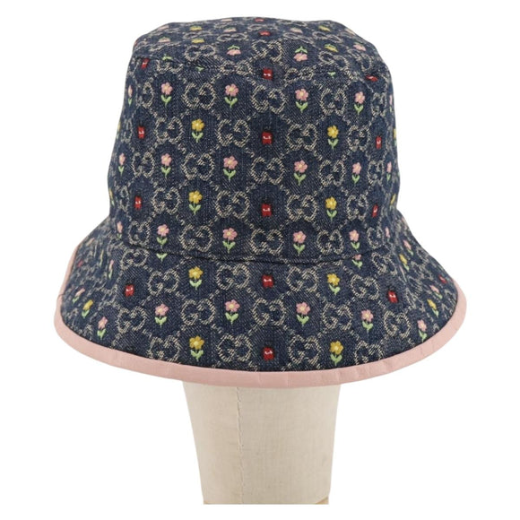 GUCCI GG Canvas Bucket Hat Denim M Blue Auth 203845M
