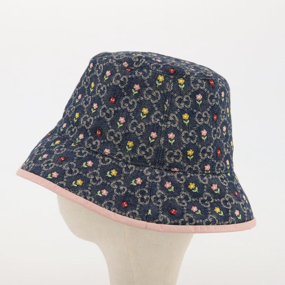 GUCCI GG Canvas Bucket Hat Denim M Blue Auth 203845M