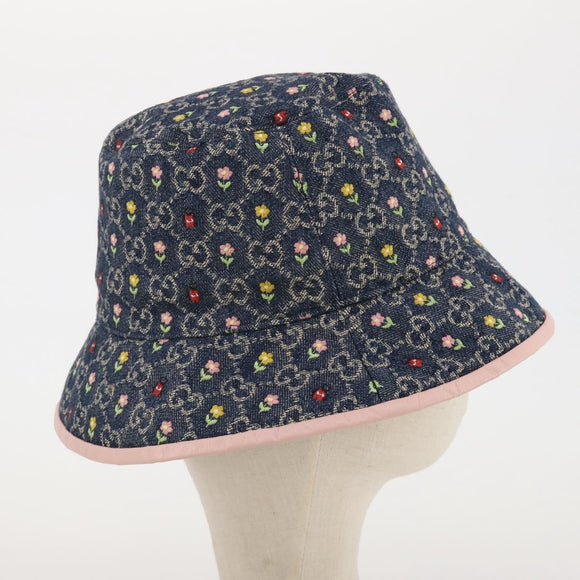 GUCCI GG Canvas Bucket Hat Denim M Blue Auth 203845M