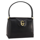 GUCCI Hand Bag Leather Black Gold Auth 203849-1
