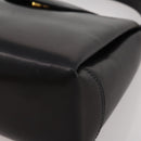 GUCCI Hand Bag Leather Black Gold Auth 203849-16