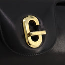 GUCCI Hand Bag Leather Black Gold Auth 203849-19