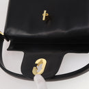 GUCCI Hand Bag Leather Black Gold Auth 203849-20