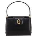 GUCCI Hand Bag Leather Black Gold Auth 203849-13