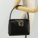 GUCCI Hand Bag Leather Black Gold Auth 203849-29