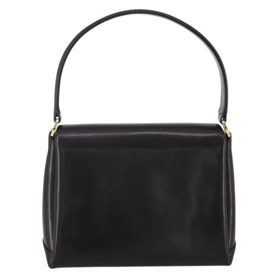 GUCCI Hand Bag Leather Black Gold Auth 203849 - 0