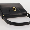 GUCCI Hand Bag Leather Black Gold Auth 203849-7