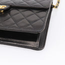CHANEL Matelasse Chain Shoulder Bag Lamb Skin Black Gold Tone CC Auth 203853SAV-16