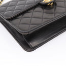 CHANEL Matelasse Chain Shoulder Bag Lamb Skin Black Gold Tone CC Auth 203853SAV-17