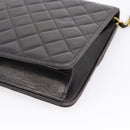 CHANEL Matelasse Chain Shoulder Bag Lamb Skin Black Gold Tone CC Auth 203853SAV-18