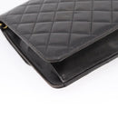 CHANEL Matelasse Chain Shoulder Bag Lamb Skin Black Gold Tone CC Auth 203853SAV-19