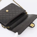 CHANEL Matelasse Chain Shoulder Bag Lamb Skin Black Gold Tone CC Auth 203853SAV-21