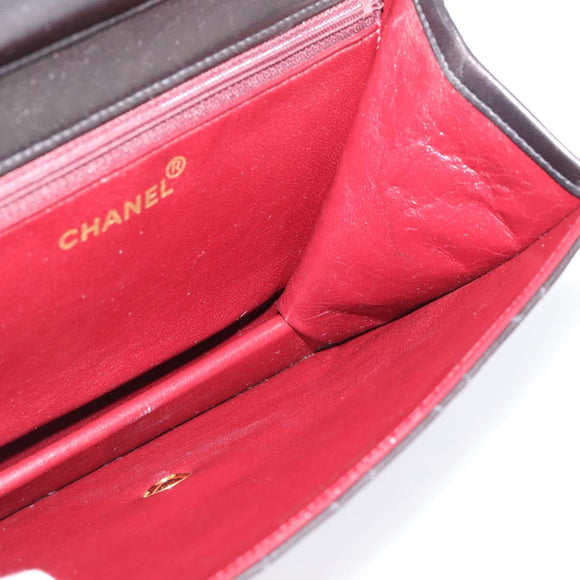 CHANEL Matelasse Chain Shoulder Bag Lamb Skin Black Gold Tone CC Auth 203853SAV