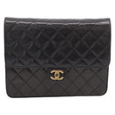 CHANEL Matelasse Chain Shoulder Bag Lamb Skin Black Gold Tone CC Auth 203853SAV-13