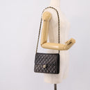 CHANEL Matelasse Chain Shoulder Bag Lamb Skin Black Gold Tone CC Auth 203853SAV-27