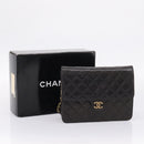 CHANEL Matelasse Chain Shoulder Bag Lamb Skin Black Gold Tone CC Auth 203853SAV-12