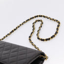 CHANEL Matelasse Chain Shoulder Bag Lamb Skin Black Gold Tone CC Auth 203853SAV-15
