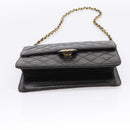 CHANEL Matelasse Chain Shoulder Bag Lamb Skin Black Gold Tone CC Auth 203853SAV-5