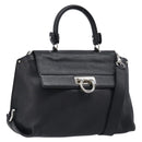 Salvatore Ferragamo Sofia Gancini Bag Leather 2way Black Silver Auth 203870V-1