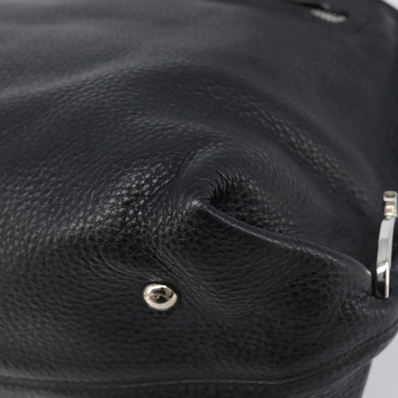 Salvatore Ferragamo Sofia Gancini Bag Leather 2way Black Silver Auth 203870V