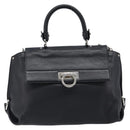 Salvatore Ferragamo Sofia Gancini Bag Leather 2way Black Silver Auth 203870V-13