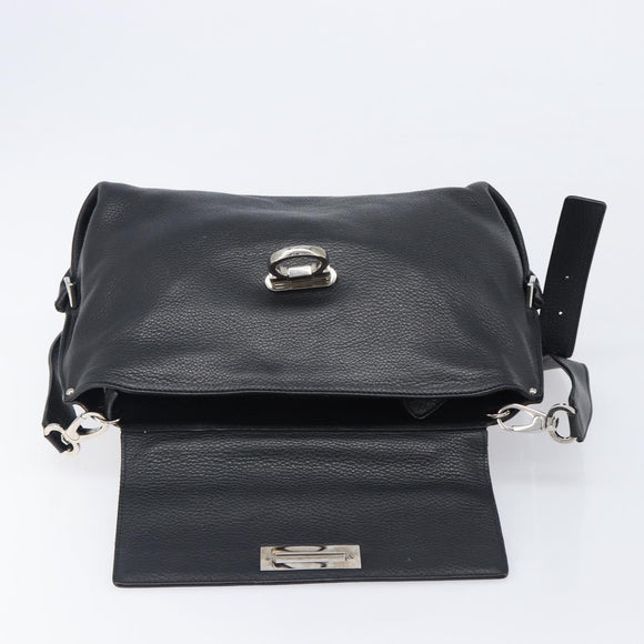 Salvatore Ferragamo Sofia Gancini Bag Leather 2way Black Silver Auth 203870V
