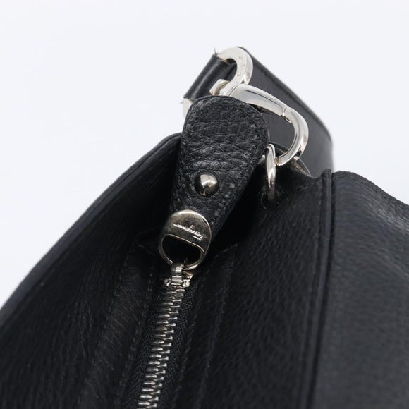 Salvatore Ferragamo Sofia Gancini Bag Leather 2way Black Silver Auth 203870V