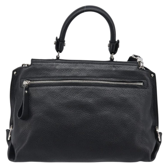 Salvatore Ferragamo Sofia Gancini Bag Leather 2way Black Silver Auth 203870V