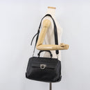 Salvatore Ferragamo Sofia Gancini Bag Leather 2way Black Silver Auth 203870V-34