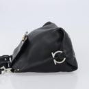 Salvatore Ferragamo Sofia Gancini Bag Leather 2way Black Silver Auth 203870V-4