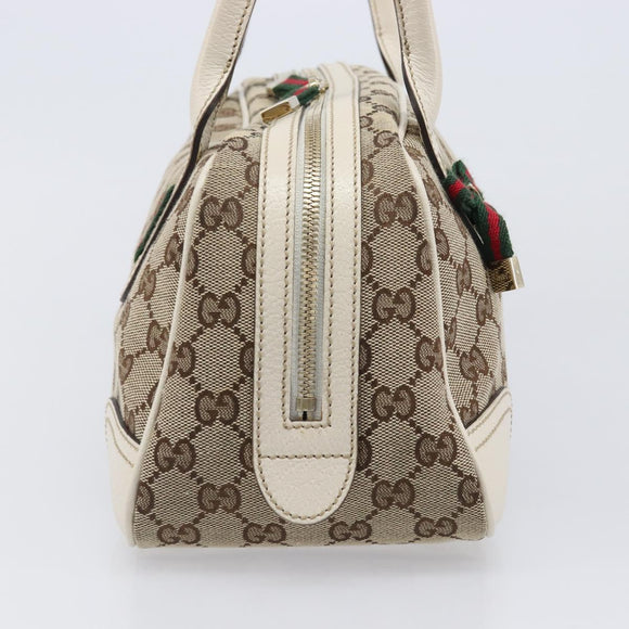 GUCCI GG Canvas Princi Hand Bag Leather Beige Gold 161720 Auth 203872SAV