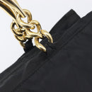 PRADA Metal Handle Hand Bag Nylon Black Gold Auth 203873-17