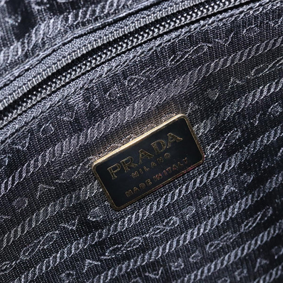 PRADA Metal Handle Hand Bag Nylon Black Gold Auth 203873