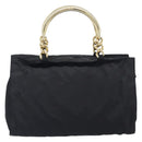 PRADA Metal Handle Hand Bag Nylon Black Gold Auth 203873-2
