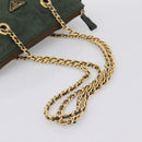 PRADA Chain Shoulder Bag Nylon Khaki Gold Auth 203875-7