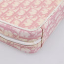 Christian Dior Trotter Canvas Pouch PVC Pink Silver Auth 203879-16