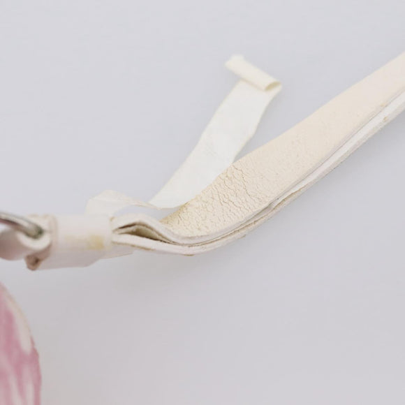 Christian Dior Trotter Canvas Pouch PVC Pink Silver Auth 203879
