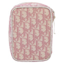 Christian Dior Trotter Canvas Pouch PVC Pink Silver Auth 203879-2