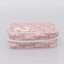 Christian Dior Trotter Canvas Pouch PVC Pink Silver Auth 203879-3