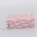 Christian Dior Trotter Canvas Pouch PVC Pink Silver Auth 203879-4