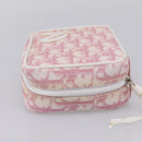Christian Dior Trotter Canvas Pouch PVC Pink Silver Auth 203879-5